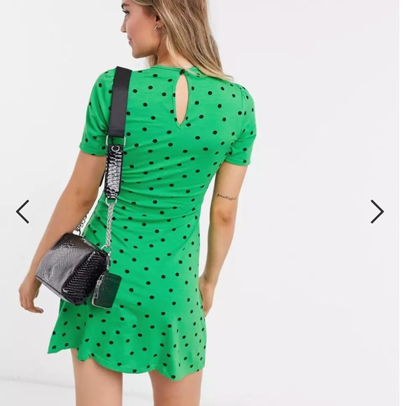 mini dress in green w/black dots - ASOS DESIGN size 12 - Picture 5 of 5
